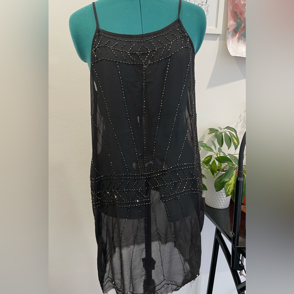 Free People black Beaded tank Dress